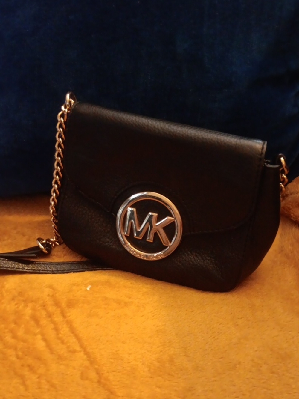 Michael Kors Black Crossbody Bag with Gold Hardware